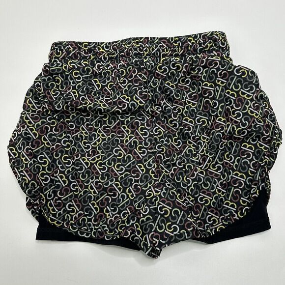 SWEATY BETTY Slip Stream Running Shorts Black Print Size 4 (XS) Logo Athletic - Picture 1 of 9